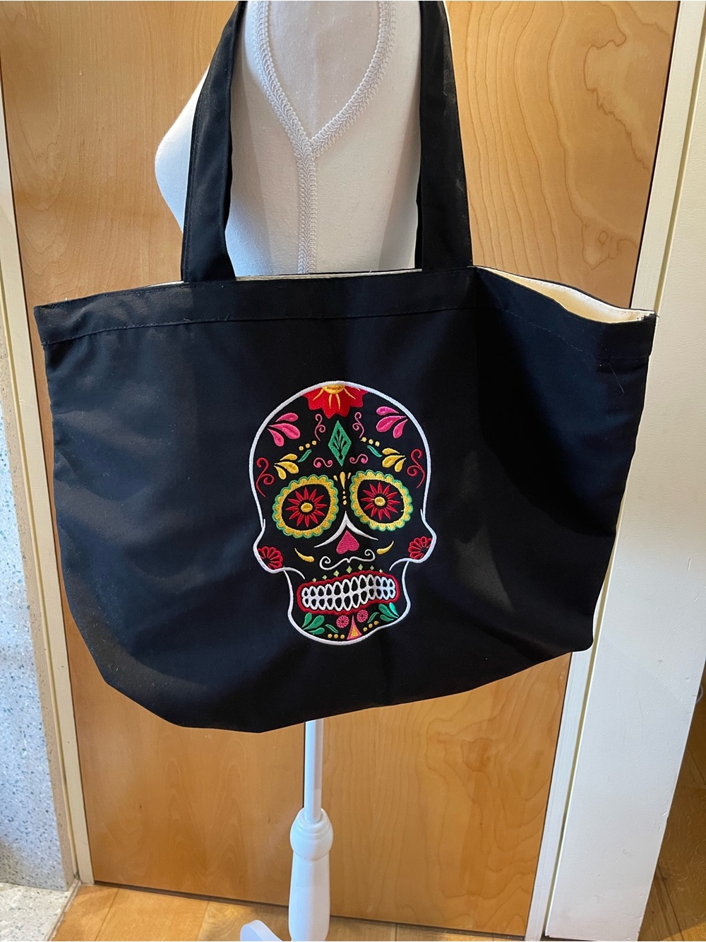 Black Sugar Skull Tote Bag